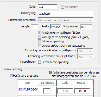 Prestatiegroepen In de definitie van de prestatiegroepen bepaalt u welke tariefcode bij een prestatiegroep behoort.