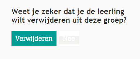 5.1.3 Knop Verwijderen Gebruik de knop Verwijderen om een leerling uit een groep te verwijderen. De account van de leerling blijft bestaan, maar is niet langer aan de betreffende klasgroep gekoppeld.