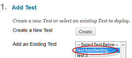 van Assessments staan en klik op Test Selecteer onder 1.