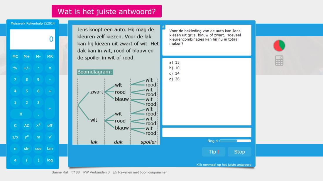 Oefenen voor het berekenen van combinaties Nadat de leerlingen het