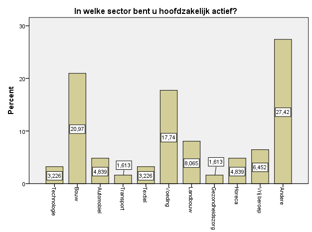 iii) Sector n=62 Vooral de sectoren bouw en voeding zijn sterk aanwezige kleinhandelaars in Nevele.