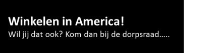 Op 13 januari 2016 is er een dorpscafé gepland waarin we van gedachten wisselen over de uitkomsten van deze inventarisaties en nadenken over de toekomst van verenigingen en accommodaties in America.