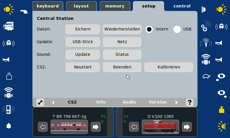 Instructies programmeren Central Station Het CS2 kan op diverse talen worden ingesteld. Op het voorbeeld hierboven is uitgegaan van de Duitse taal, maar Nederlands is ook aanwezig in de software.