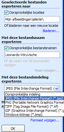 88 5.1.8 Bestandstype wijzigen Een handig extraatje is de mogelijkheid afbeeldingen naar een ander bestandstype om te zetten.