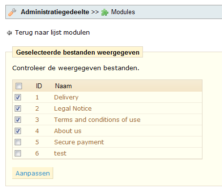 5. INFORMATIEPAGINA S TOEVOEGEN U kunt los van de product en categorie pagina s ook informatie c.q. tekstpagina s toevoegen aan de webshop. Deze worden vermelden onder de rubriek Informatie.