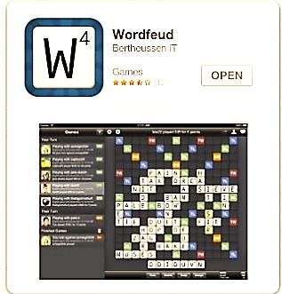 U ziet wordfeud in een overzicht staan. Druk in het lijstje op wordfeud.