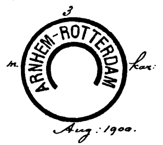 ARNHEM-ROOSENDAAL GRTR 0020 1907-04-24 cijfers: II IX XI XII letters: E G Op 24 april 1907 werden tien grootrondstempels toegezonden, gevolgd door acht stempels op 2 mei 1907.