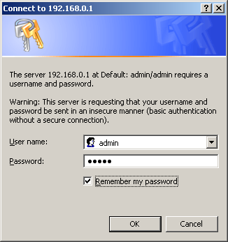 3. Typ de gebruikersnaam en het wachtwoord (standaard