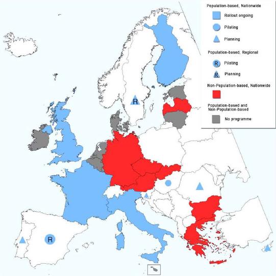 In vijf andere landen is een dergelijk bevolkingsonderzoek in voorbereiding (56). In Frankrijk, Spanje, (44, 46) Italië en Zweden is er sprake van een regionaal bevolkingsonderzoek.