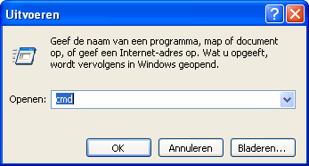 Controle ip-adressen Klik in de tekstbalk en