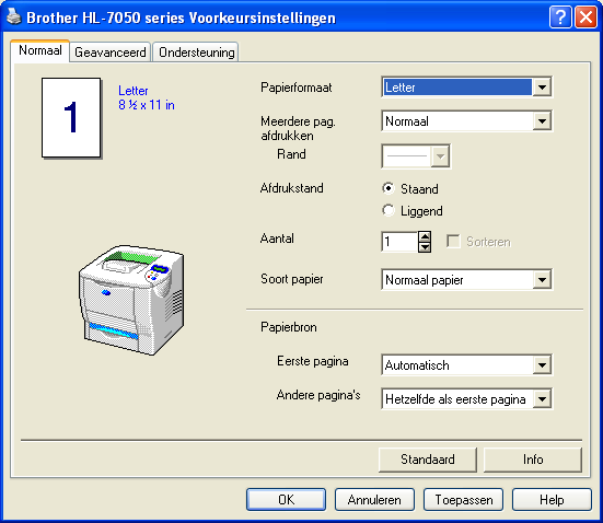 Functies in de PCL-driver (Voor Windows ) Op de website Brother Solutions Center kunt u de meest recente driver downloaden en aanvullende productinformatie krijgen. Het adres is http://solutions.