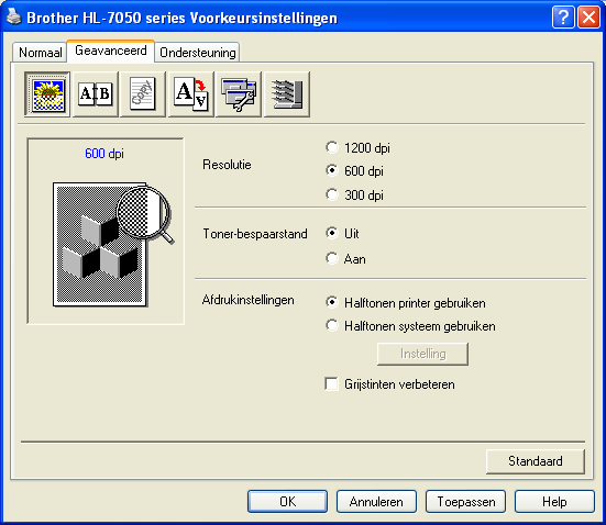 Het tabblad Geavanceerd Als u Windows NT 4.