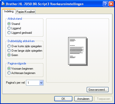 Het tabblad Apparaatinstellingen Selecteer welke toebehoren er zijn geïnstalleerd. Het tabblad Indeling Als u Windows NT 4.