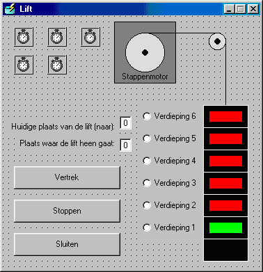 6.11 Het programma Lift Zoals de naam het al zegt, is dit programma gemaakt om ons liftsysteem te besturen.