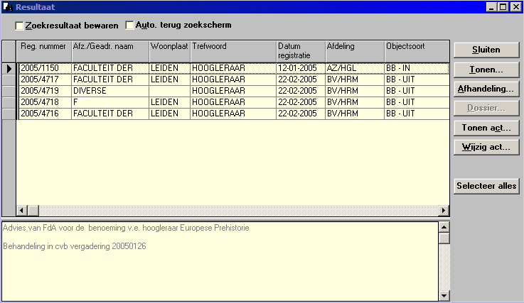 7 7 - Tabel raadplegen NAW met twee wildcards. Kies en klik op knop overnemen. In plaatje 4 wordt NAW code gevuld.