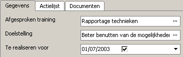 Schermen in People Inc. Sla de gegevens op via de 128 knop. 11.2.21.2 Afspraken Het Afsprakenscherm is ook een subscherm van het Beoordelingenscherm.