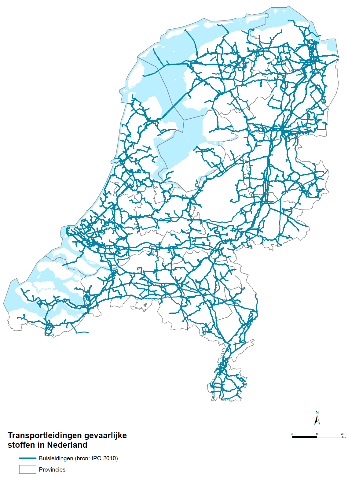 Afbeelding 2.1 Het leidingennet voor gevaarlijke stoffen in Nederland. 2.4 