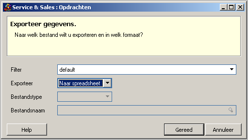 71 Bestandstype Keuze uit Tab Gescheiden of Komma Gescheiden Bestandsnaam Voer een locatie in en een bestandsnaam Kies voor Gereed als alle keuzes gemaakt zijn.