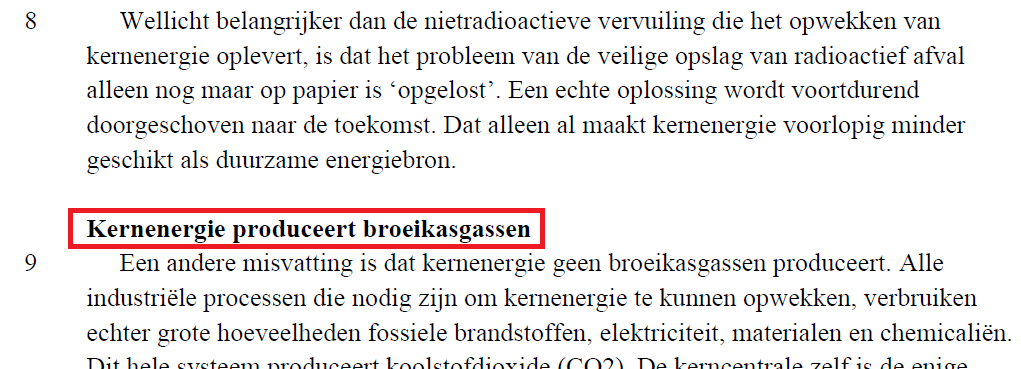 De tekst die is gekozen is de tekst Kernenergie: de mythe van een wondermiddel uit het tweede tijdvak van 2007.