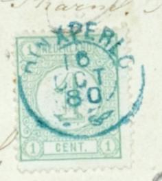 DINXPERLO Provincie Gelderland DINXPERLO OTPH 0003 1877-01-19 Het hulppostkantoor te Dinxperlo ontving op 19 januari 1877 een open takjestempel.