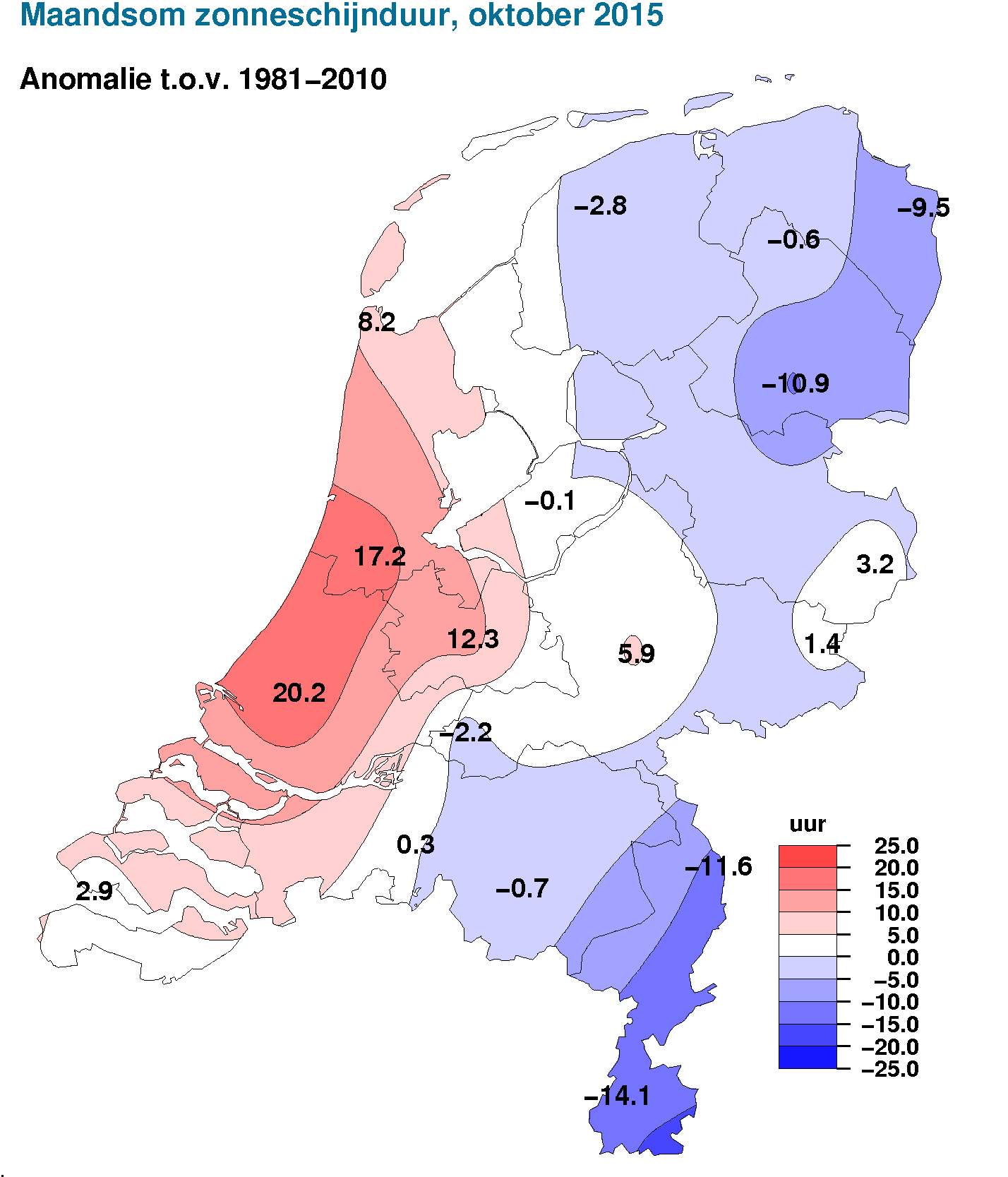 NB. De kaarten zijn gebaseerd op een automatische interpolatie van gegevens van individuele meetstations zonder additionele klimatologische kennis.