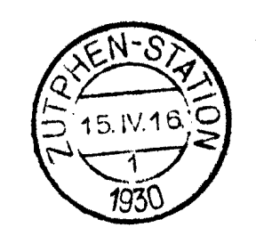 ZUTPHEN Stationspostkantoor (expeditiekantoor) ZUTPHEN STATION 1 LBST 0044 Vervaardigd door De Munt in september 1909.