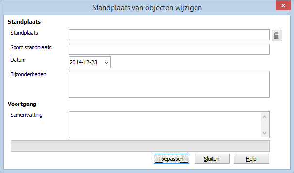 Adlib Gebruikersgids Bijzonderheden van Adlib Museum De procedure Standplaats wijzigen kunt u ook starten voor het momenteel in detailweergave geopende record, ongeacht of dat gemarkeerd is of niet.