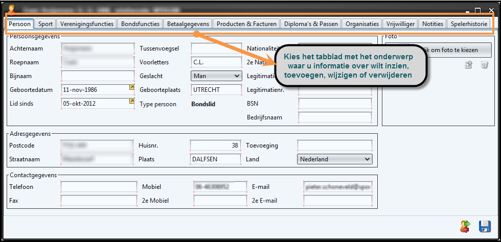 Informatie bij leden en relaties toevoegen Informatie over uw leden en relaties toevoegen of wijzigen Bij het aanmelden van een lid of relatie heeft u een aantal algemene gegevens van de persoon