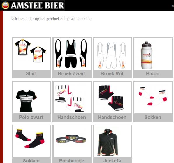 plaatsen en om de dialoog te faciliteren tussen wielerliefhebbers Amstel Gold heeft een webshop geïntegreerd op de website Naast het fysieke