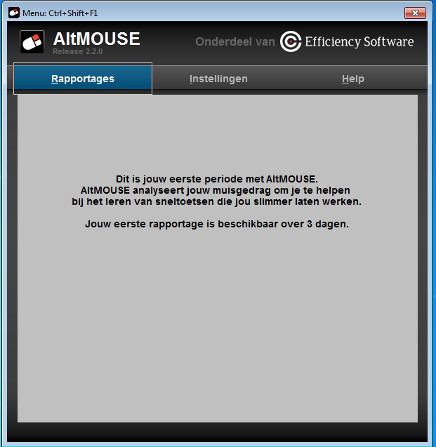 Selecteer het aantal gewenste sneltoetsen AltMOUSE is nu ingesteld en klaar voor gebruik.