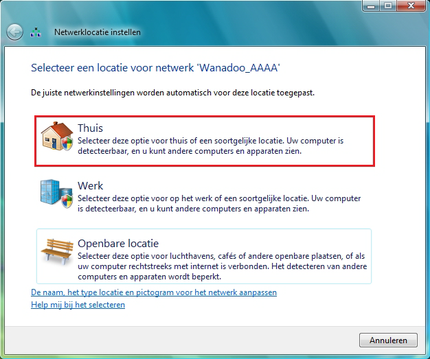 Hercules Wireless N PCMCIA HWNPCM-300 Windows Vista Nadat er een verbinding met uw netwerk tot stand is gekomen, vraagt Vista u om uw netwerklocatie te selecteren: Thuis, Werk of Openbare locatie.