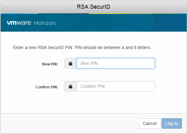 Hierna verschijnt het venster Enter a new RSA SecurID PIN. Maak hier een 4 tot 8 cijferige pincode aan.