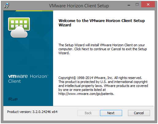 (OPTIONÉÉL) Geï nstalleerde versie View Client Indien je gebruik wenst te maken van de geïnstalleerde versie dan kies je niet voor VMware Horzion View HTML Access maar kies je voor Install VMware