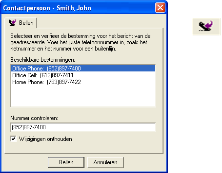 Contact opnemen met de afzender van een bericht Als CallPilot geen geldige telefoonnummers kan vinden, dan wordt (afhankelijk van de client) alleen het e-mailadres van de persoon vermeld.