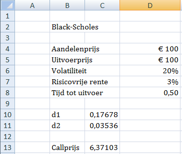 Optieprijs The Midas Formula Het Bepalen Van De Black-Scholes Callprice Met Excel Met het programma Excel, van de Microsoft Office series, kunnen we heel gemakkelijk een spreadsheet maken dat ons in