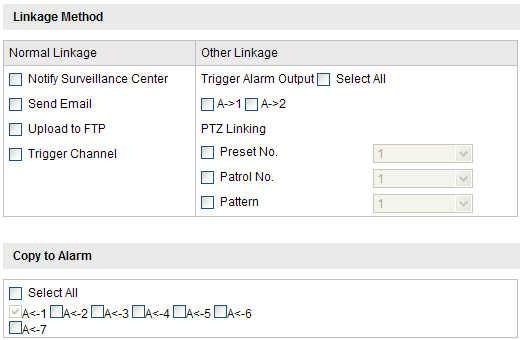 93 Figure 6-52 Koppelingsmethode 6.6.5 Alarmoutput configureren 1. Open de interface voor alarmoutputinstellingen: Configuratie > Gevorderde configuratie > Gebeurtenissen > Alarmoutput 2.