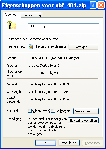 Klik op de knop Blokkering opheffen. Klik op de knop OK.