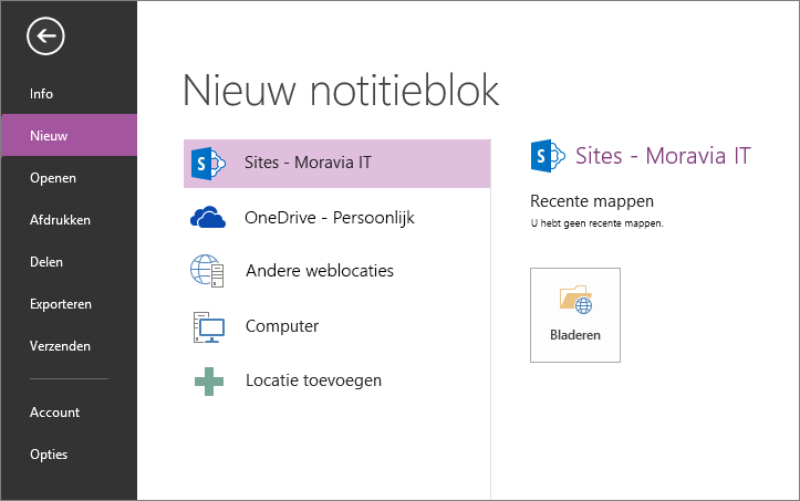 Een nieuw OneNote-notitieblok maken Wanneer je OneNote voor de eerste keer opent, wordt een voorbeeldnotitieblok gemaakt. Gebruik dit notitieblok om aan de slag te gaan of maak je eigen notitieblok.