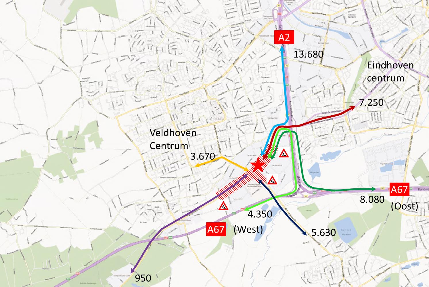 Verkeersrelaties auto De herkomst en bestemming van verkeer op dit punt.