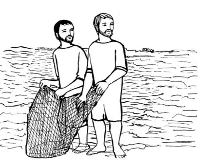 Tweede lezing: De vissers gelezen uit: Woord voor Woord Er was een man die Simon heette. Hij had wel eens gehoord van Jezus. Dat was een man die in zijn dorpje was gekomen om te praten met mensen.