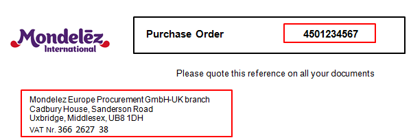 BIJLAGE B: GEDETAILLEERDE RICHTLIJNEN Gebruik de juiste bedrijfsnaam van Mondelez (Juridische eenheid) Facturen moeten naar de aangewezen locaties of goedgekeurde middelen (e-facturering, e-mail) van