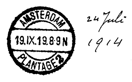 AMSTERDAM OVERTOOM 3 LBBK 2027 Opgeleverd door De Munt in augustus 1915. Het stempel, met Romeinse maandcijfers, werd toegezonden op 23 augustus 1915.