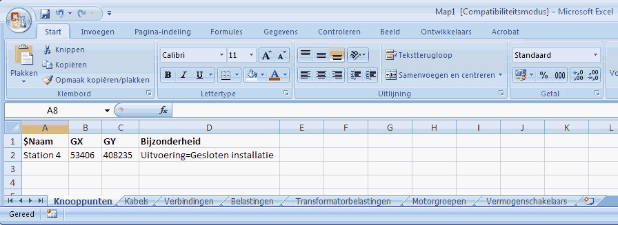 96 Header Parameter ^<Scenarionaam> Waarde Omschrijving Tak: 2: naar-schakelstand Transformator: 11: trapstand Element: 1: schakelstand Element: 11: absoluut reëel vermog en Element: 12: absoluut