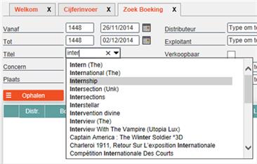 Figuur 10 Zoek Boeking Er zijn diverse filter opties beschikbar. De gebruiker kan hier ook kiezen om alleen boekingen zonder cijfers te laten zien.