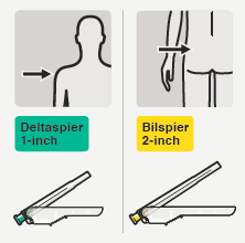 Kies de geschikte naald Kies de naald afhankelijk van de plaats van injectie (bilspier of deltaspier).
