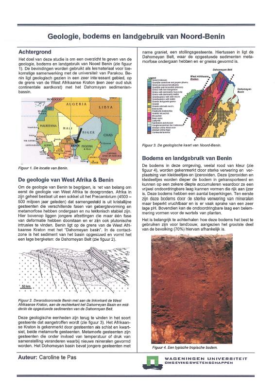 Bachelorafsluiting Geologie, bodems en landgebruik van Noord- Benin Het einde van de
