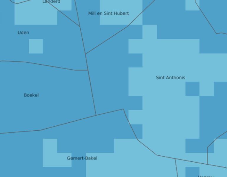 Figuur 5 Uitsnede grootschalige concentratie kaarten (GCN) Fijnstof (PM2,5) Uit de resultaten van de fijnstof berekening, uit het onderzoek NER/luchtkwaliteit (bijlage II), blijkt dat er een maximale