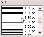 3. Kies Opmaak, Cel opmaken. 4. Klik op het tabblad Randen. 5. Klik onder het kopje Stijl op de dubbele lijn (1,10 pt). 6. Klik op de knop Buitenrand en alle binnenste lijnen instellen. 7. Klik op OK.