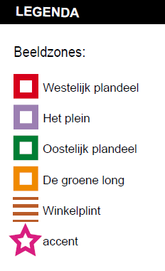 Beeldzones De beeldzones zijn bepaald in relatie tot de bestaande bebouwing en de nieuwe stedenbouwkundige situatie.