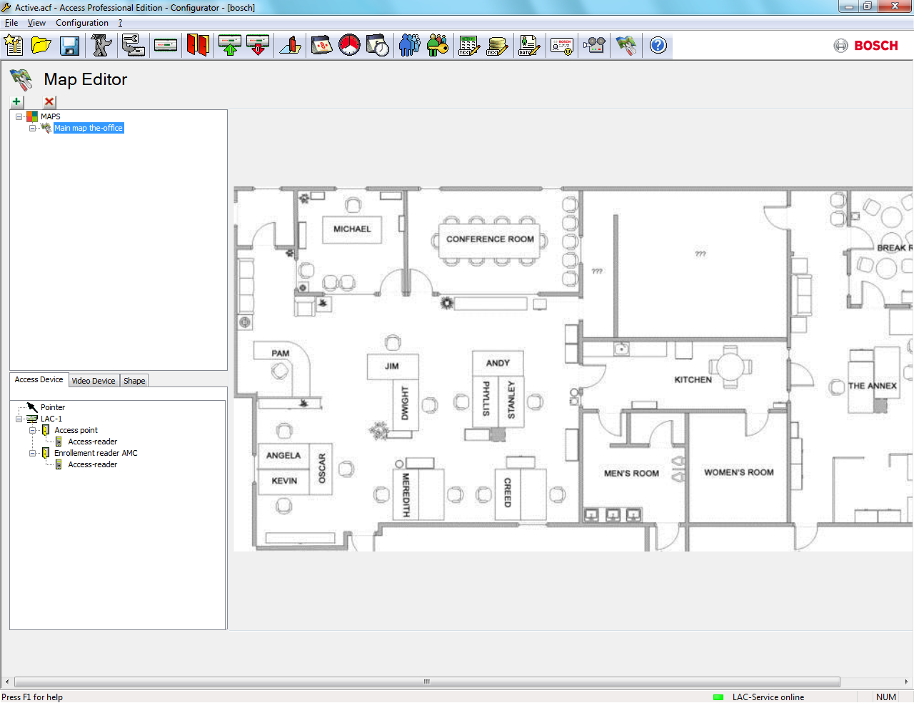 Access Professional Productgebruik nl 95 De plattegrond wordt weergegeven in het dialoogvenster.